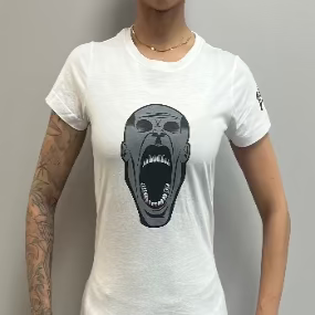 Ladies "Logo Only" Unruly Records White Tee